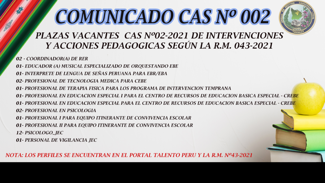 Comunicado Cas 002 2021 Ugel Abancay 2886