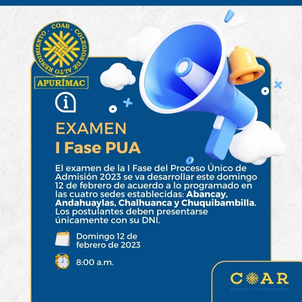 EXAMEN I FASE PUA – 2023 – COAR. | UGEL Abancay