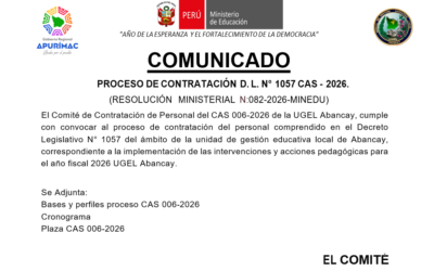 CONVOCATORIA CAS 006-2026 UGEL ABANCAY