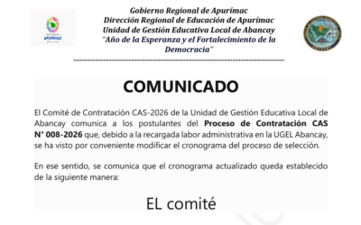 Proceso de Contratación CAS N° 008-2026 UGEL Abancay
