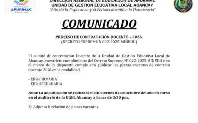 ADJUDICACION DE PLAZA DOCENTE PRUEBA NACIONAL Y EVALUACION DE EXPEDIENTE