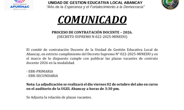 ADJUDICACION DE PLAZA DOCENTE PRUEBA NACIONAL Y EVALUACION DE EXPEDIENTE